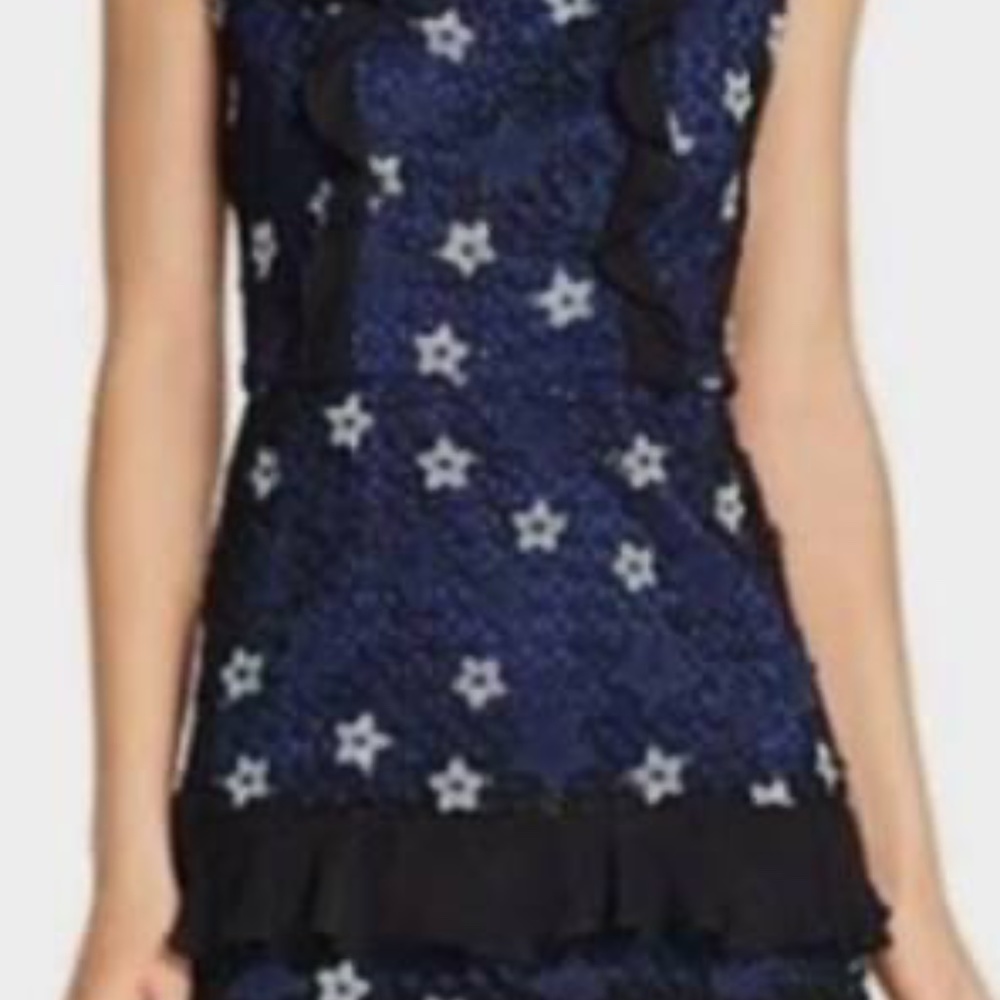 Parker Blue Star Dress with Black Ruffles